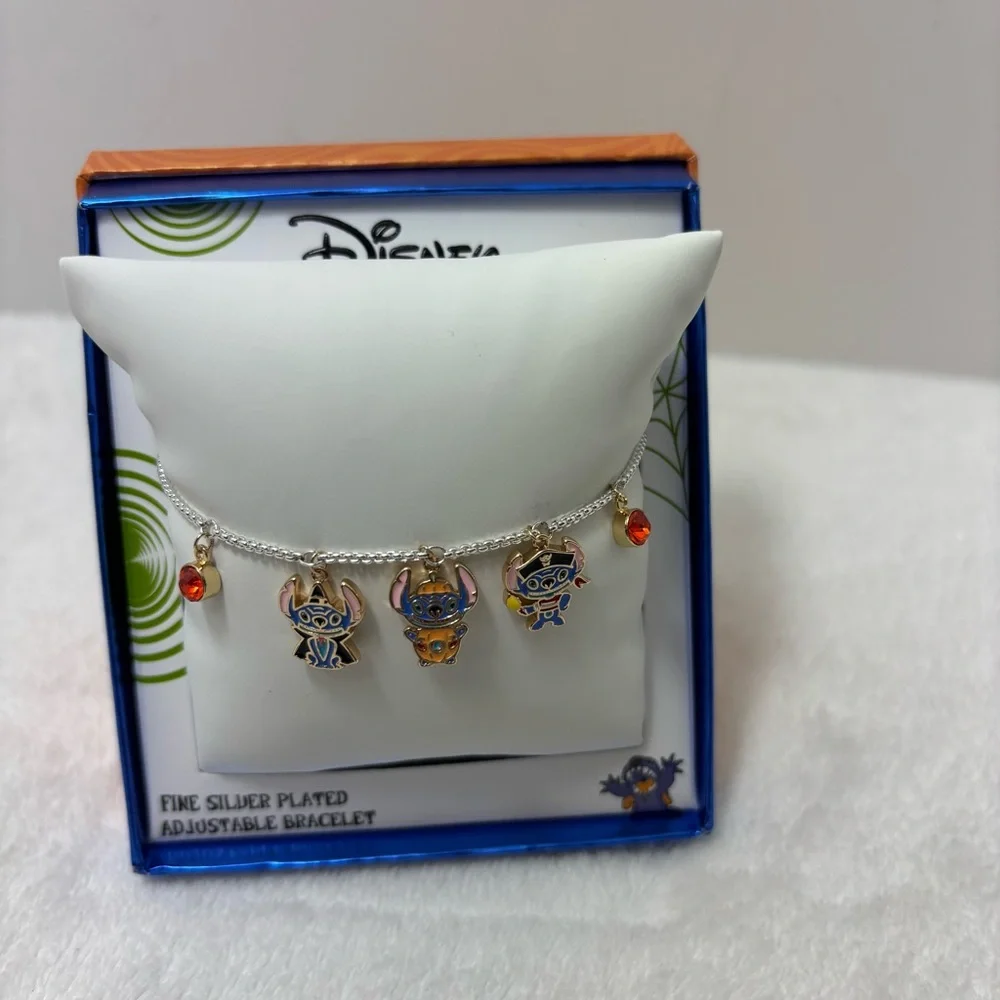 Disney Halloween Lilo & Stitch CHARM BRACELET Fine Silver Plated NEW IN BOX‎